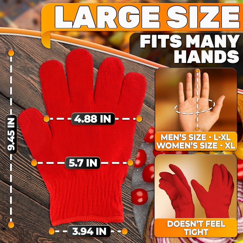 V TOWER Heat Resistant Gloves for Cooking & Grilling – Aramid Oven Gloves with Fingers, Lightweight BBQ Gloves with Cotton Lining, Non-Slip, 9.45"x3.94" Kitchen Mitts for Baking & Frying, Great Gift for Chefs - Image 2